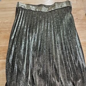 Pleated Metallic Gold Women's Skirt